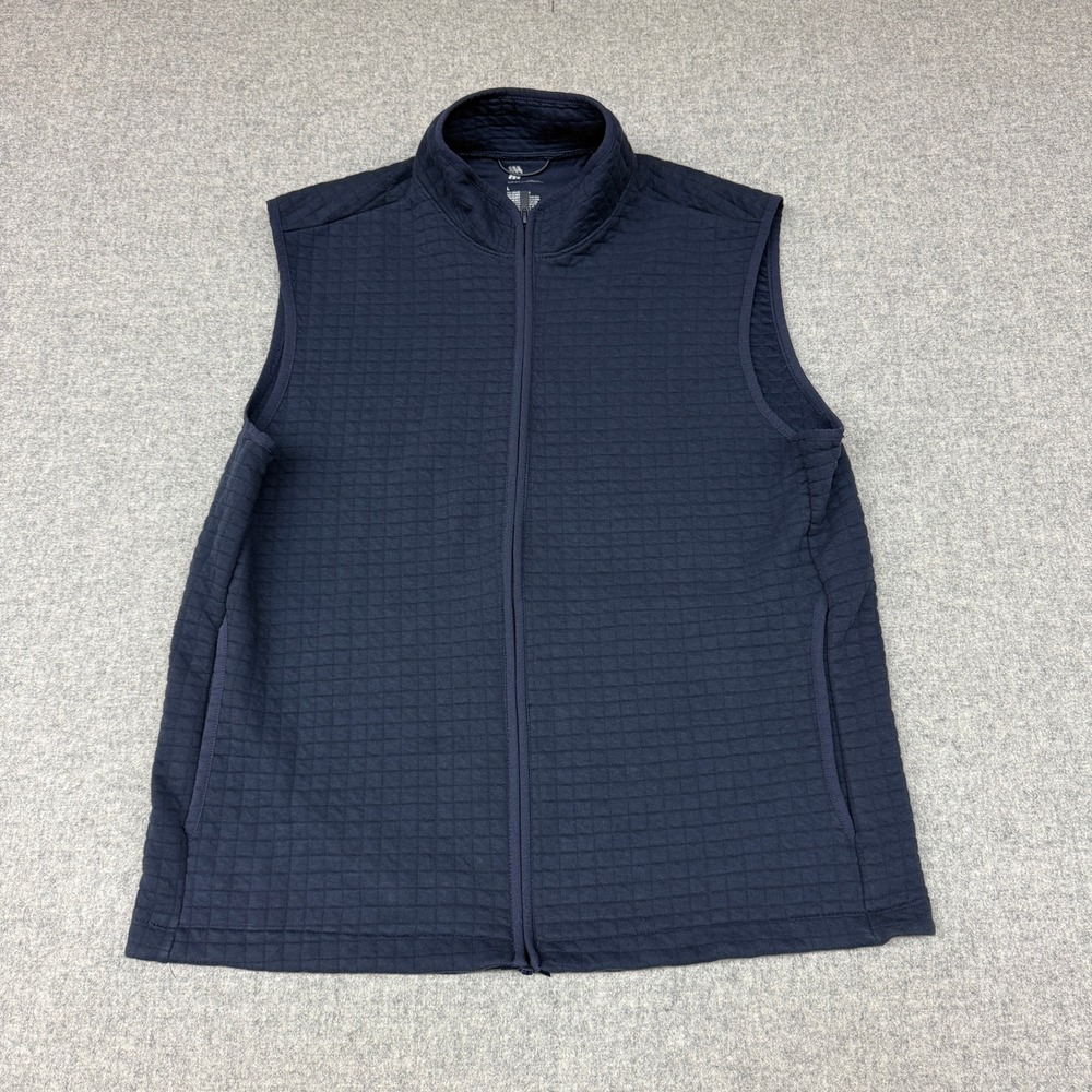 All in Motion Quilted Full Zip Vest Large Navy Blue Textured Active Layer Pocke